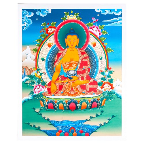 Тханка печатная на холсте Будда Шакьямуни (35,4 х 45 см)