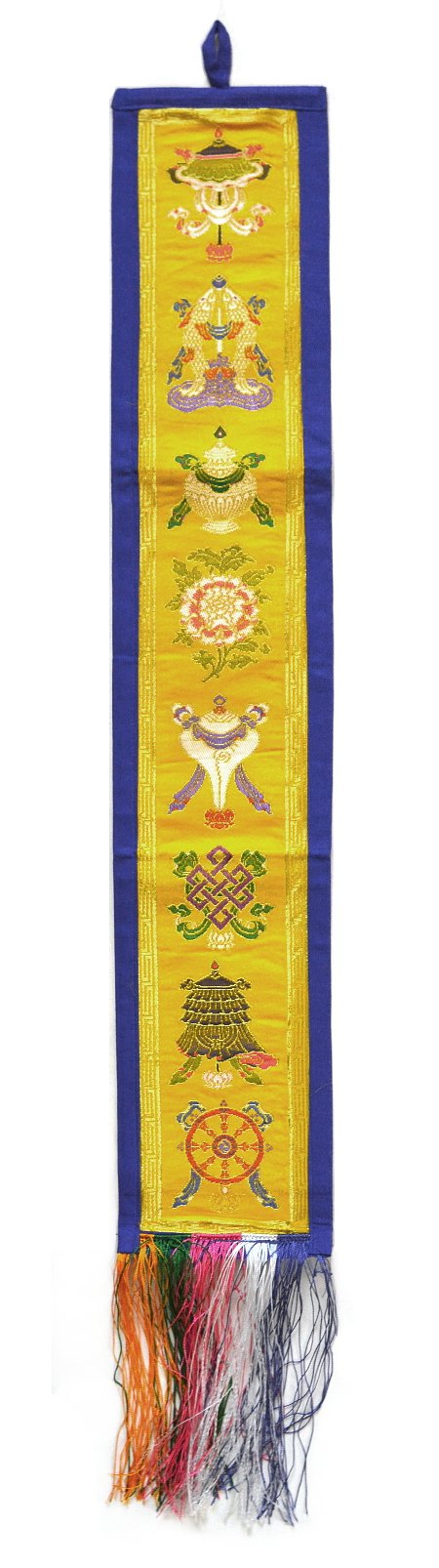 Настенное украшение с Драгоценными Символами (желтый с синей каймой, 12,5 x 69 см)