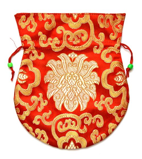 Мешочек для четок красный с орнаментом, 17 x 20 см