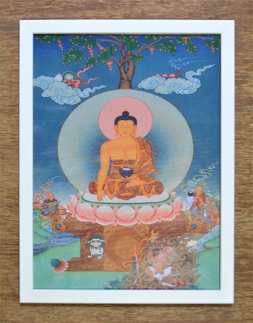 Тханка печатная на холсте Будда Шакьямуни (30 х 40 см) в рамке