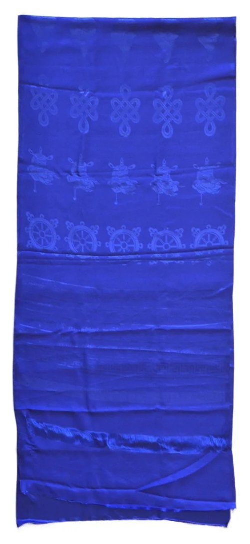 Хадак большой синий с Восемью Драгоценными Символами (55 x 260 см)