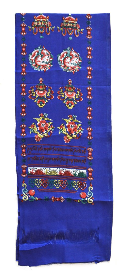 Хадак синий с Восемью Драгоценными Символами (30 x 155 см)