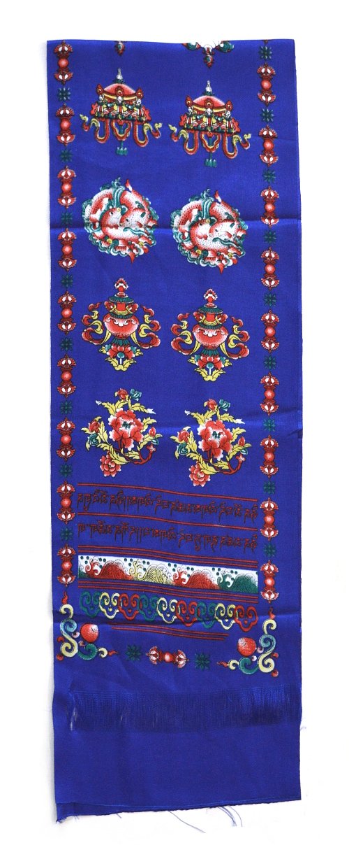 Хадак синий с Восемью Драгоценными Символами (25 x 155 см)