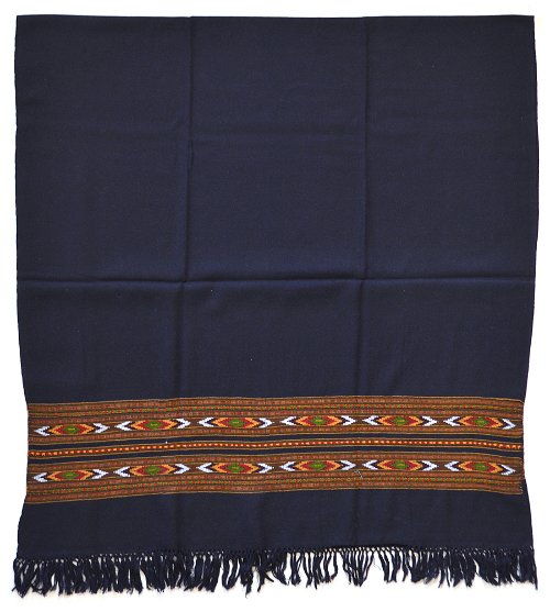 Шаль Куллу, темно-синий цвет, шерсть, 100 x 210 см