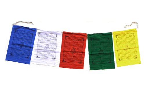 Молитвенные флажки (лунг-та), Зеленая Тара, 5 флажков, 24 x 36 см