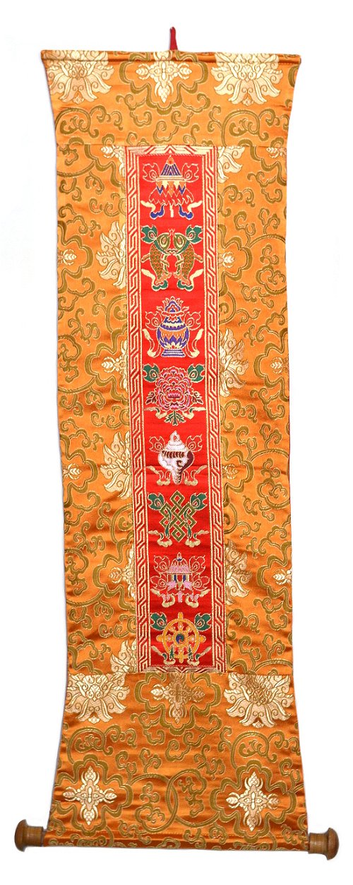 Настенное украшение с Драгоценными Символами оранжево-красный, 25 x 88 см