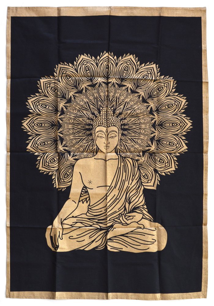 Панно с золотистым рисунком "Будда" (черный фон, 75 х 108 см). 