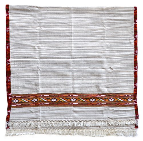 Шаль Куллу, серая с белыми полосами, шерсть, 108 x 200 см