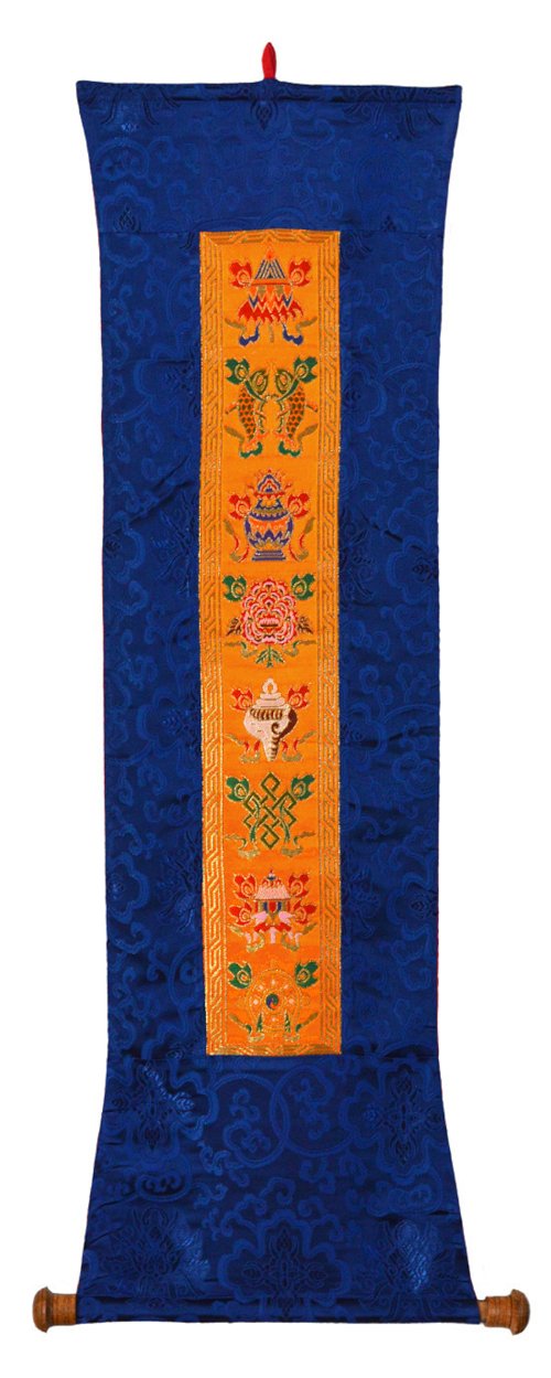 Настенное украшение с Драгоценными Символами сине-желтый, 25 x 88 см