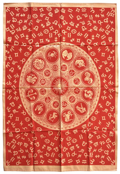 Панно с золотистым рисунком "Астрология" (красный фон, 74 х 108 см)