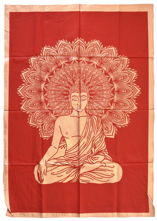 Панно с золотистым рисунком "Будда" (красный фон, 75 х 108 см)