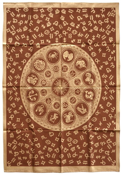 Панно с золотистым рисунком "Астрология" (коричневый фон, 74 х 108 см)