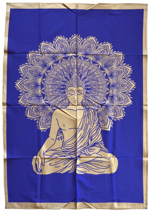 Панно с золотистым рисунком "Будда" (синий фон, 75 х 108 см)