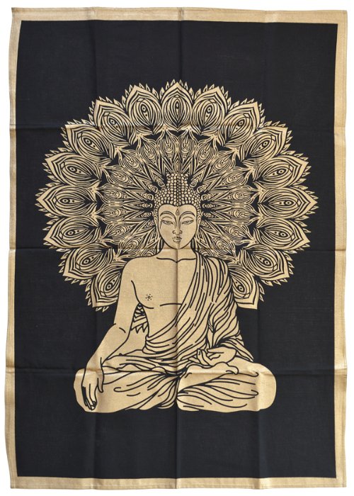 Панно с золотистым рисунком "Будда" (черный фон, 75 х 108 см)