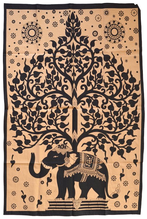 Панно "Дерево и слон" (кофейный фон, 72 х 110 см)
