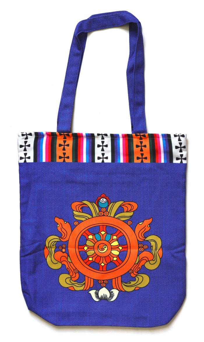 Купить Сумка синяя с символом Колеса Дхармы, 41 х 35 см в интернет-магазине #store#