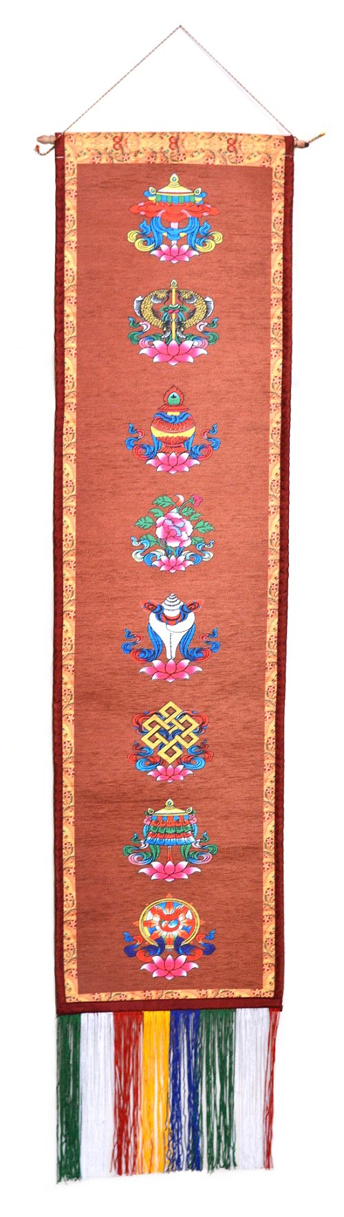 Настенное украшение с Восемью Драгоценными Символами коричневый, 31 x 119 см