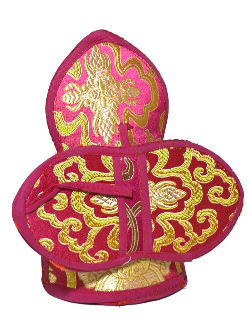 Чехол для колокольчика и ваджры розовый (высота 20 см, диаметр 11 см)