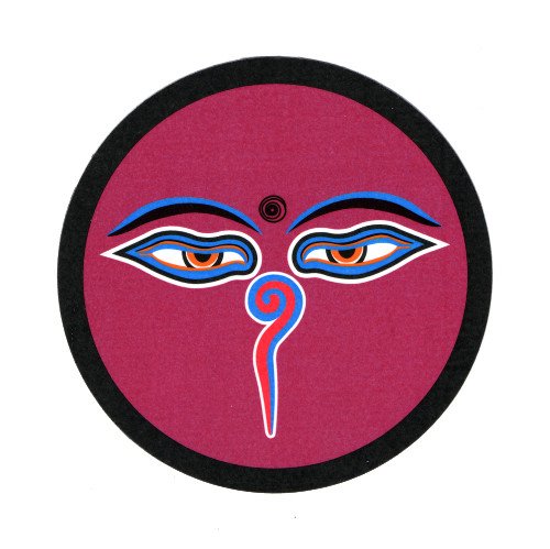 Наклейка "Глаза Будды", фиолетовый фон, 10 см