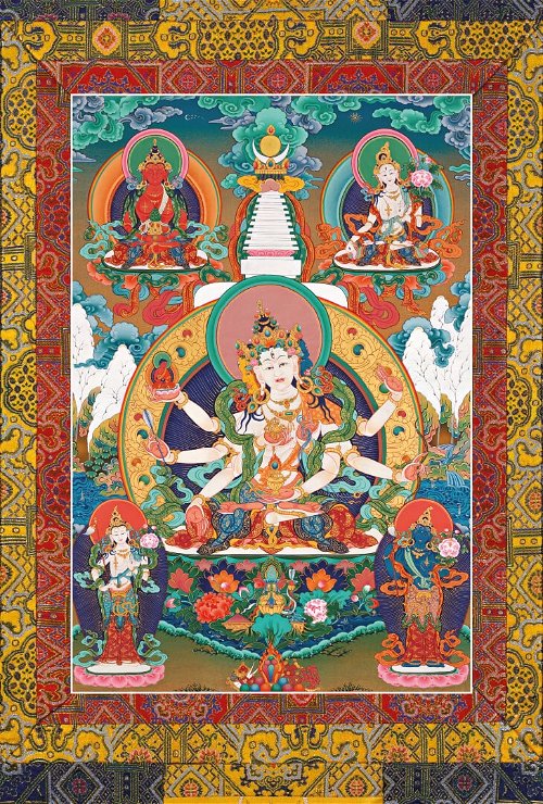 Постер Ушнишавиджая и божества долгой жизни, 33 х 49 см