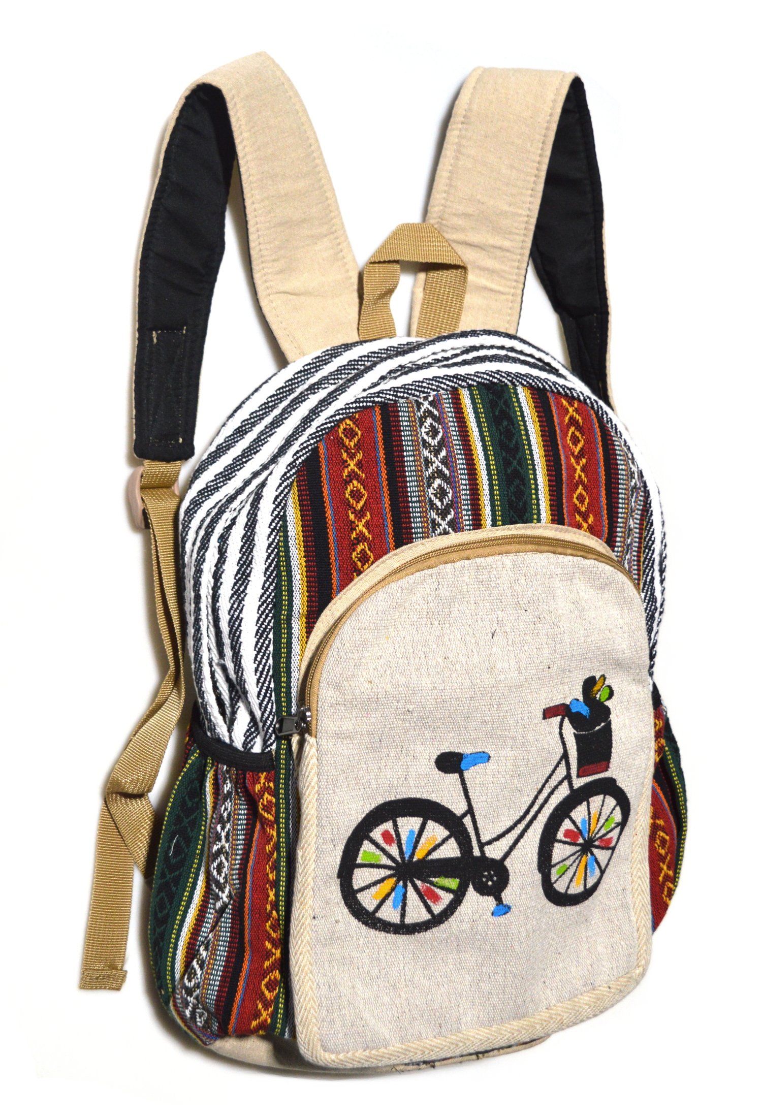 Рюкзак с велосипедом, полосы с крестиками-ноликами, 34 x 44 см. 