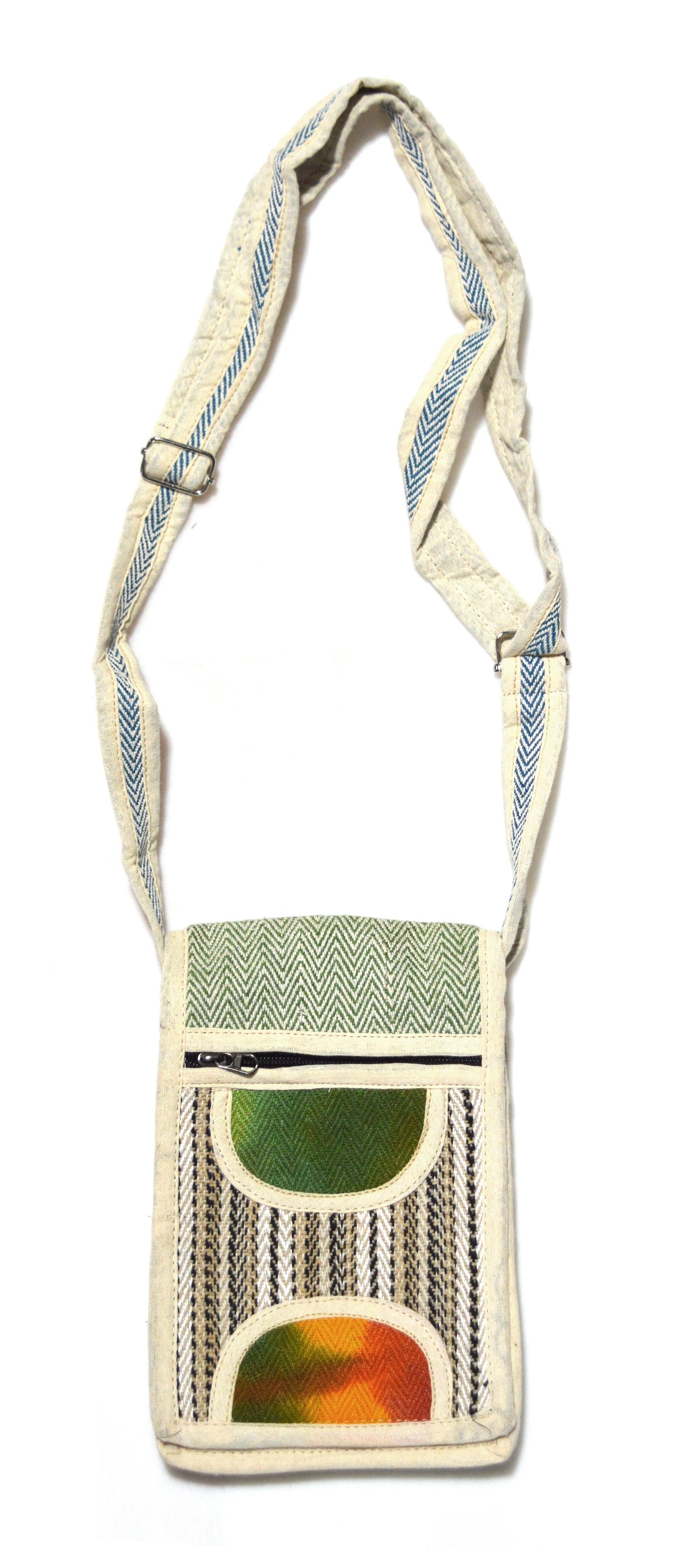 Купить Сумка на плечо бежево-зеленая с разноцветными вставками (15 х 22 см) в интернет-магазине Ариаварта