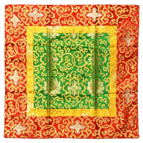 Алтарное покрывало зелено-красное с желтой полосой (60,5 x 60,5 см)