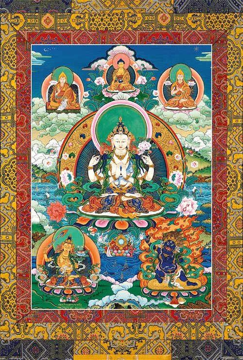 Постер Четырехрукий Авалокитешвара, 33 х 49 см