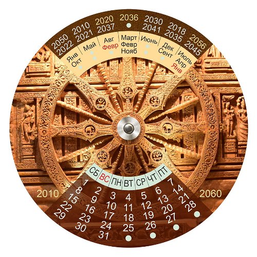 Календарь вращающийся пластиковый "Колесо дхармы" на 2010-2060 гг, 14,4 см
