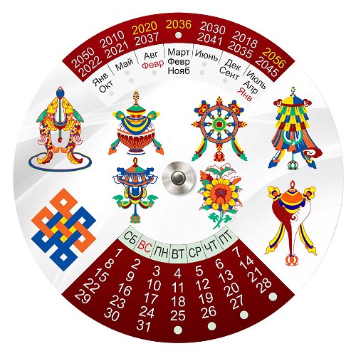 Календарь вращающийся пластиковый "8 Благородных Символов" на 2010-2060 гг, 14,4 см