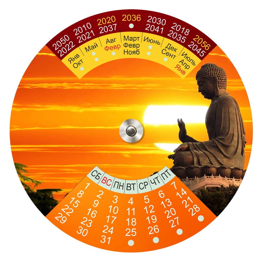 Календарь вращающийся пластиковый "Будда" на 2010-2060 гг, 14,4 см. 