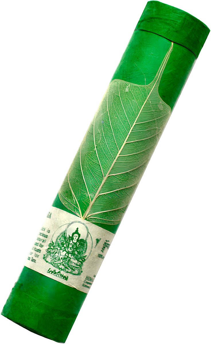 Благовоние Green Tara (Зеленая Тара) с листом дерева Бодхи, 30 палочек по 19 см, 30, Зеленая Тара