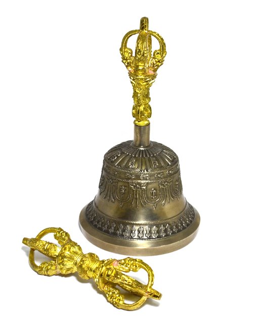 Колокольчик с ваджрой (светлый), 14 см, Непал