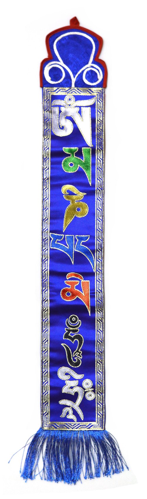 Настенное украшение с мантрой ОМ МАНИ ПАДМЕ ХУМ (синее, 11 x 73 см)