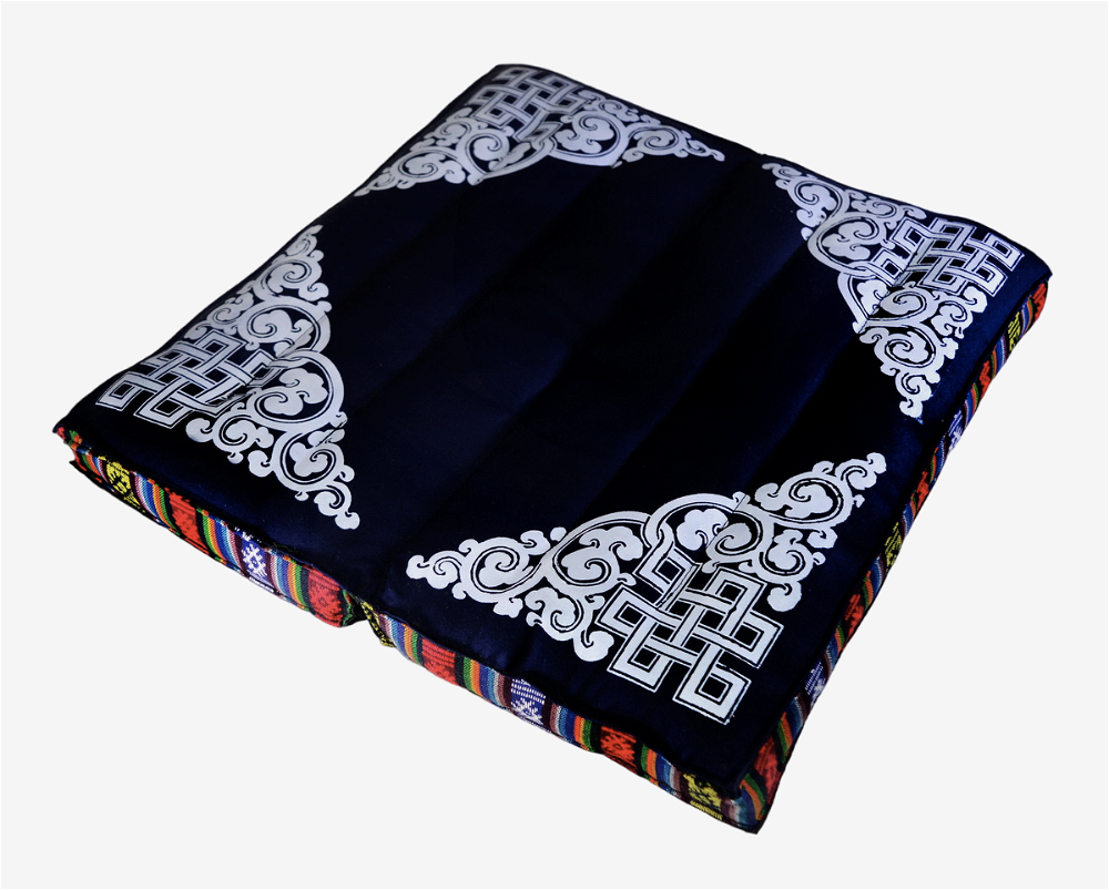 Подушка для медитации складная с Бесконечным Узлом, темно-синяя, 35 x 34 см, 35 х 34 см, Темно-синий, Темно-синий №1