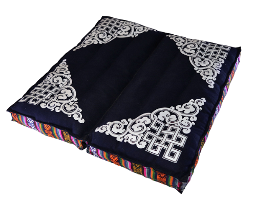 Подушка для медитации складная с Бесконечным Узлом, черная, 35 x 34 см