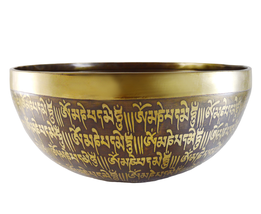 Поющая чаша с тибетским ОМ (22 х 10 см), Золотой