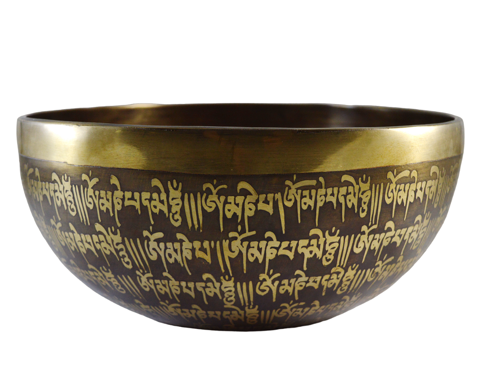 Поющая чаша с тибетским ОМ (21,5 х 10 см), 21,5 х 10 см, Золото, Поющая чаша с тибетским ОМ (21,5 х 10 см)