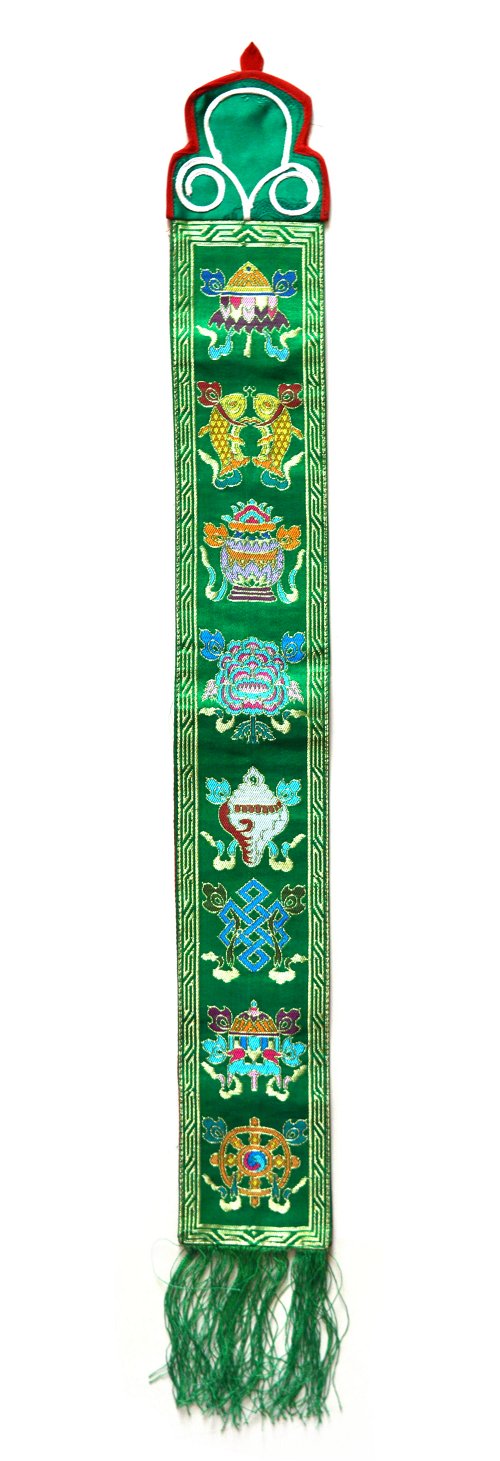 Настенное украшение с Драгоценными Символами (зеленое, 10 x 77 см)