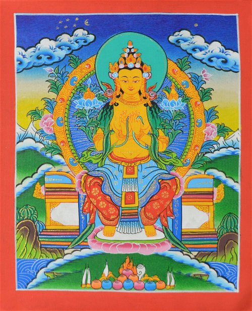 Тханка рисованная Будда Майтрейя, 27,5 х 22,5 см