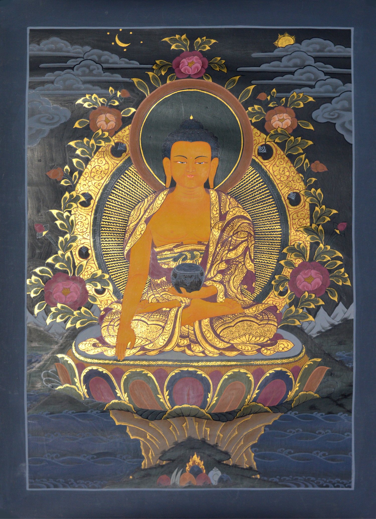 Тханка рисованная Будда Шакьямуни, 43 х 32 см. 