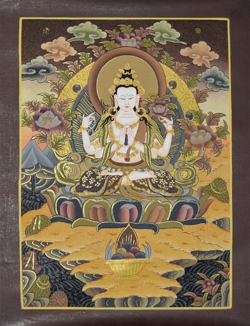 Тханка рисованная Авалокитешвара, 42 х 32 см