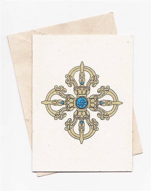 Открытка с конвертом "Двойная ваджра", 11 х 15 см, бумага локта, Непал