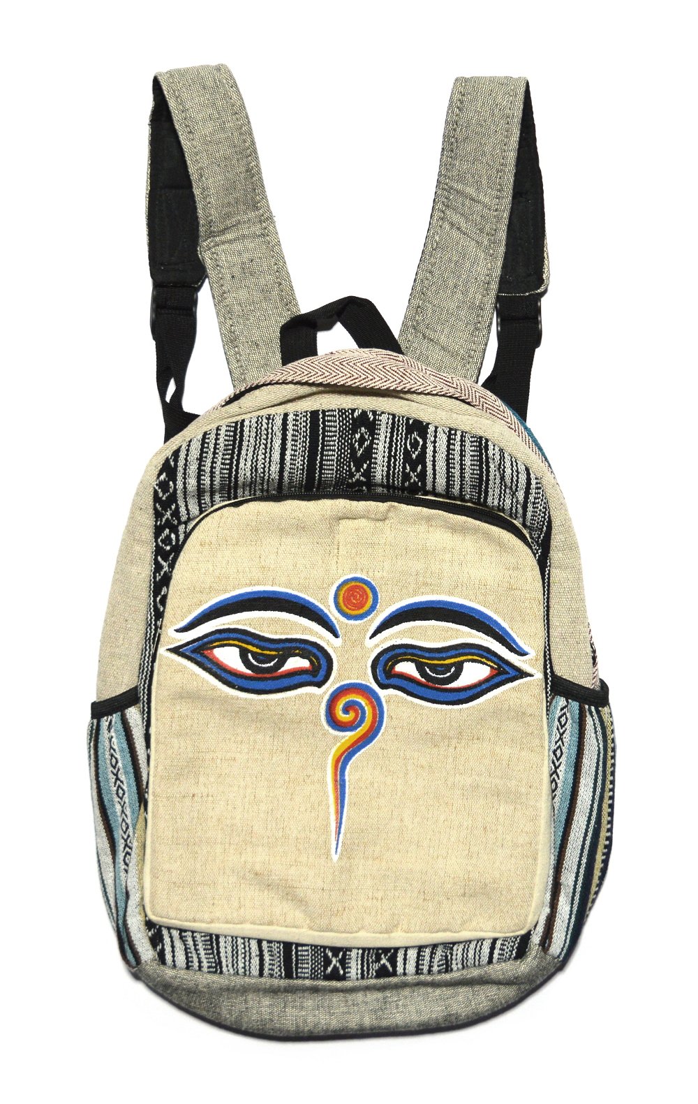 Рюкзак c Глазами Будды, черные и белые полосы, с крестиками-ноликами, 34 х 44 см, 34 x 44 см, Глаза Будды