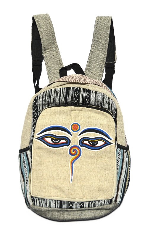 Рюкзак c Глазами Будды, черные и белые полосы, с крестиками-ноликами, 34 х 44 см