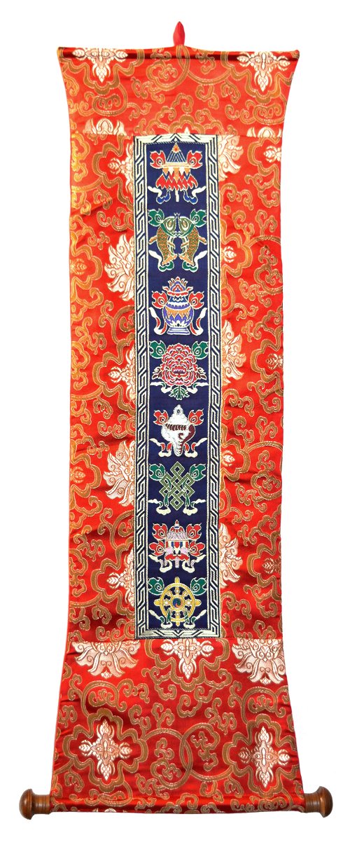 Настенное украшение с Драгоценными Символами красно-синий, 25 x 88 см