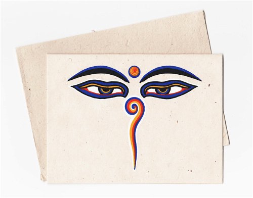 Открытка с конвертом "Глаза Будды №2", 11 х 15 см, бумага локта, Непал