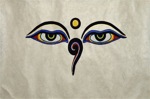 Плакат на бумаге локта Глаза Будды (синий) (50 х 75 см)