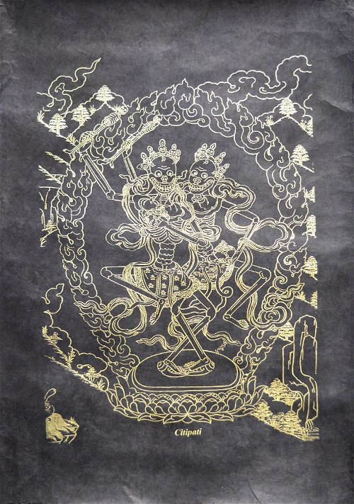 Постер на бумаге локта Читипати (черно-золотой) (50 х 75 см)