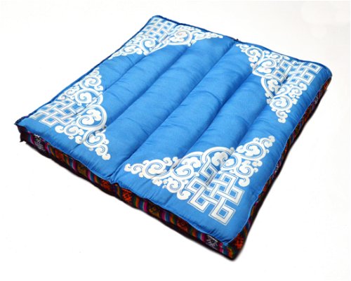 Подушка для медитации складная с Бесконечным Узлом, светло-голубая, 35 x 34 см